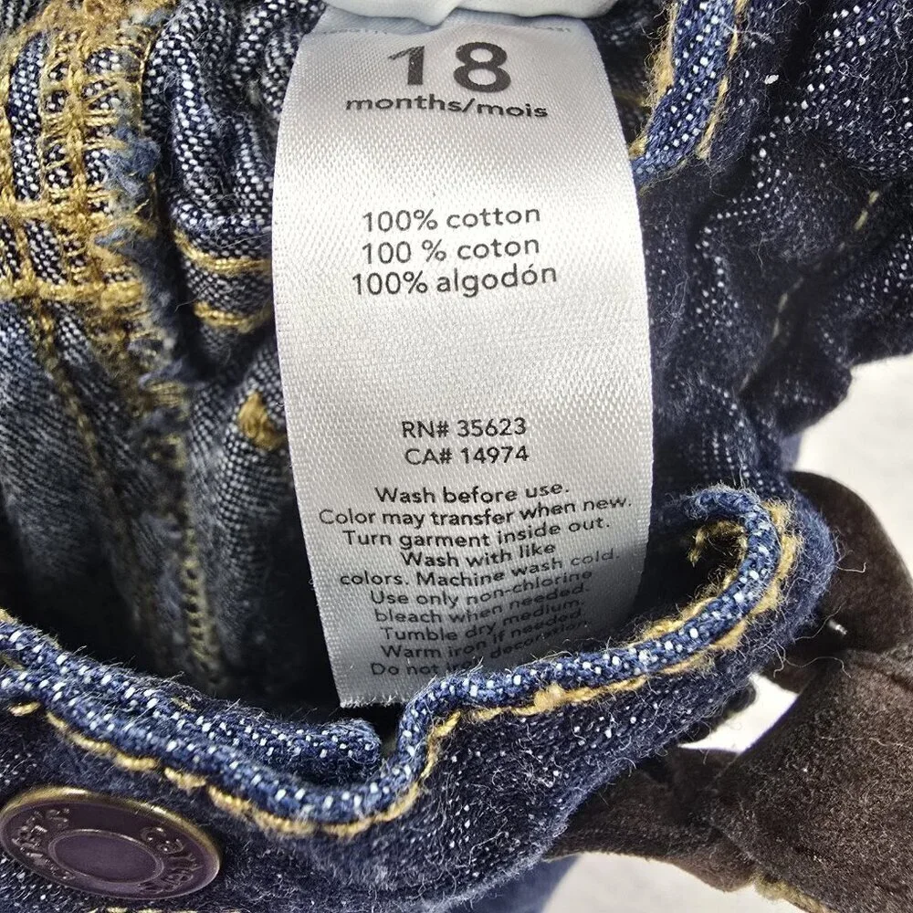 Carters Suspender Jeans Size 18 Month Blue Denim Adjustable Strap Family Photos